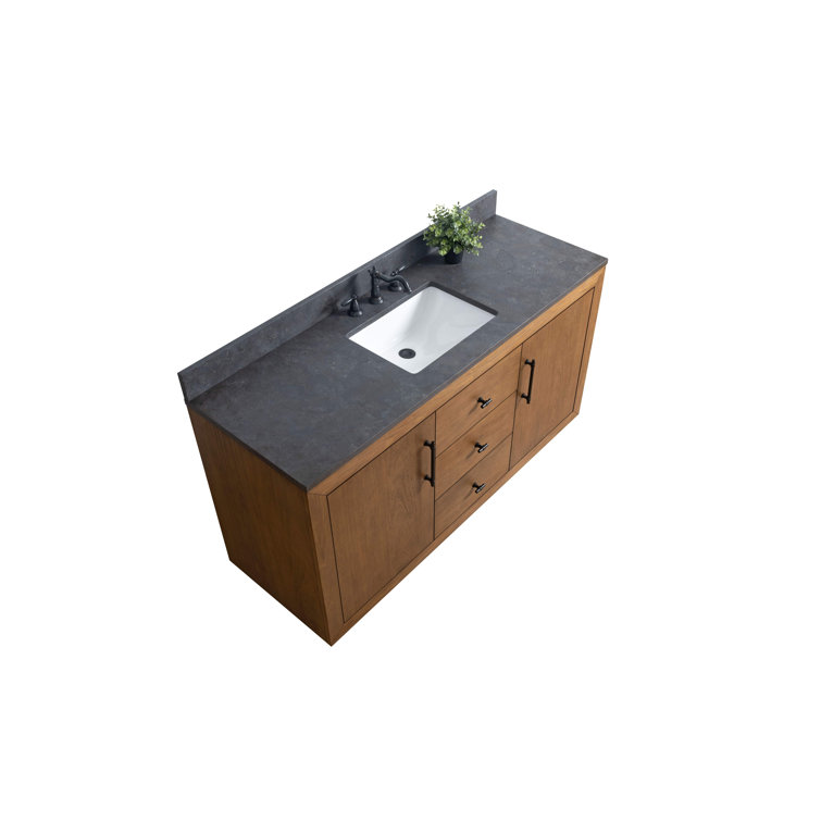 60" Single Bathroom Vanity Set with Black Limestone Top
