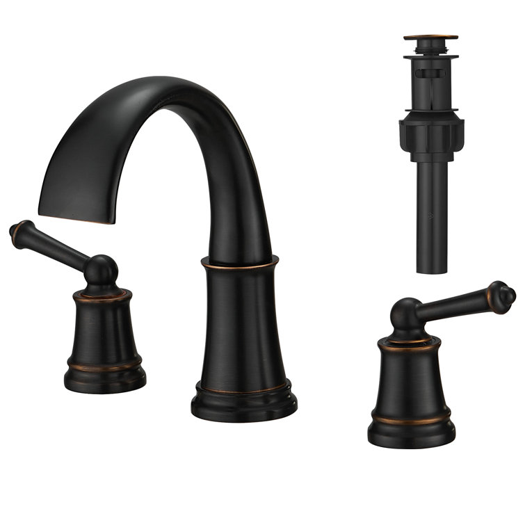 Oil Rubbed Bronze Widespread Bathroom Faucet with Brass Handles