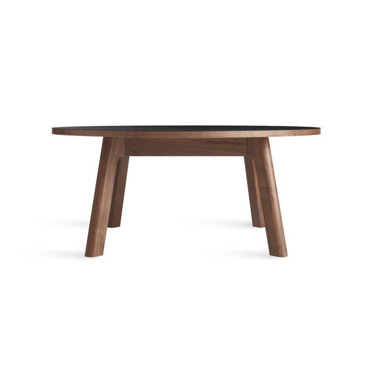 Black Top Walnut Base Round Coffee Table
