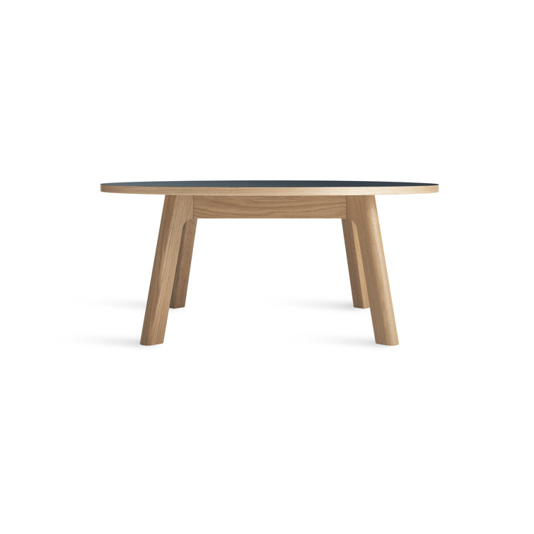 Navy Green Top White Oak Base Round Coffee Table