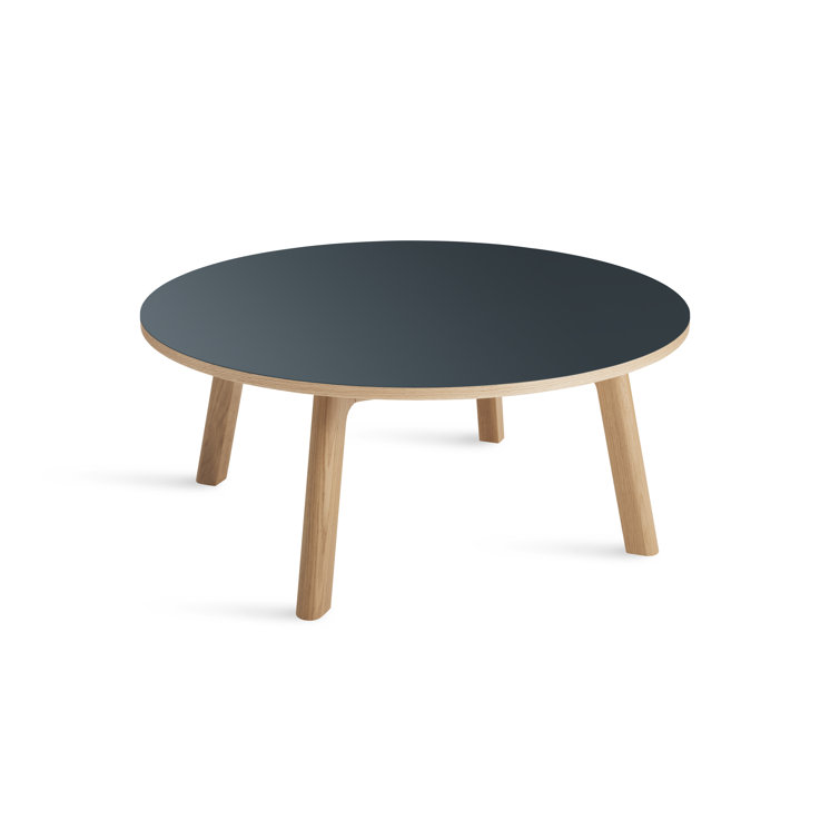 Navy Green Top White Oak Base Round Coffee Table