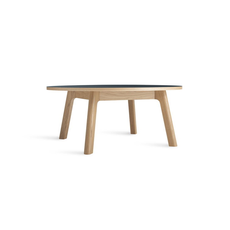 Navy Green Top White Oak Base Round Coffee Table