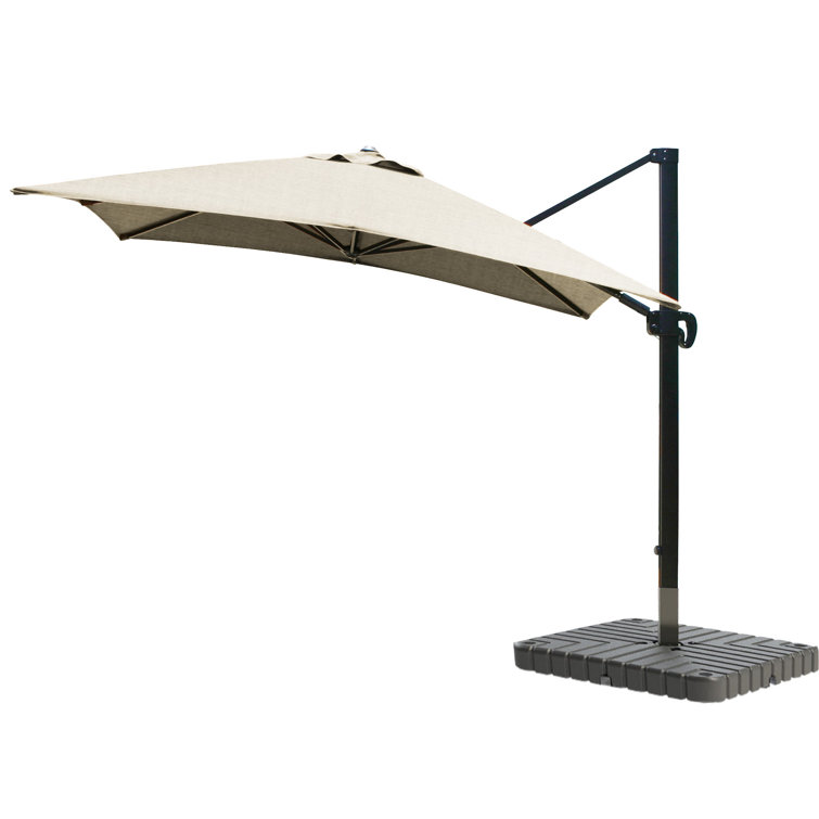 Forest Green Canvas 10' Square Cantilever Umbrella with Bronze Frame