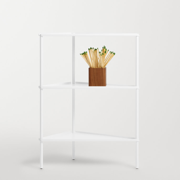 Sleek White Adjustable Aluminum Shelving Unit, 34" H x 21" W