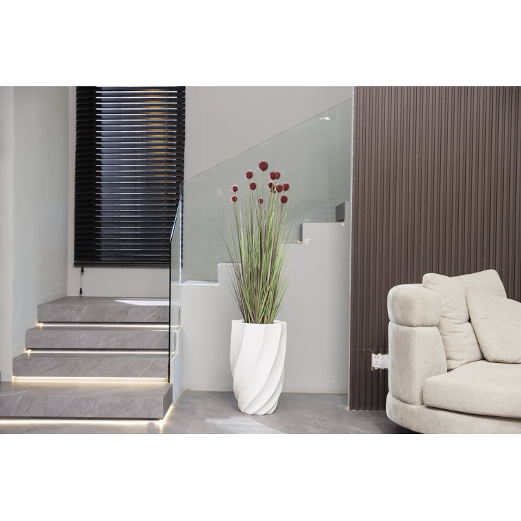 56'' Green and Pink Faux Pampas Grass Plant in Black Planter