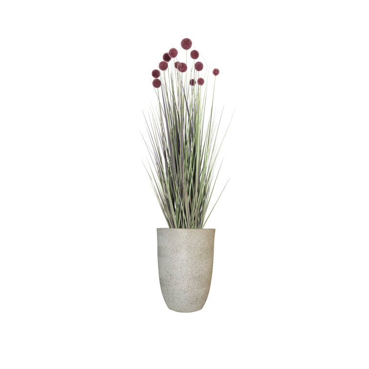 56'' Green and Pink Faux Pampas Grass Plant in Black Planter