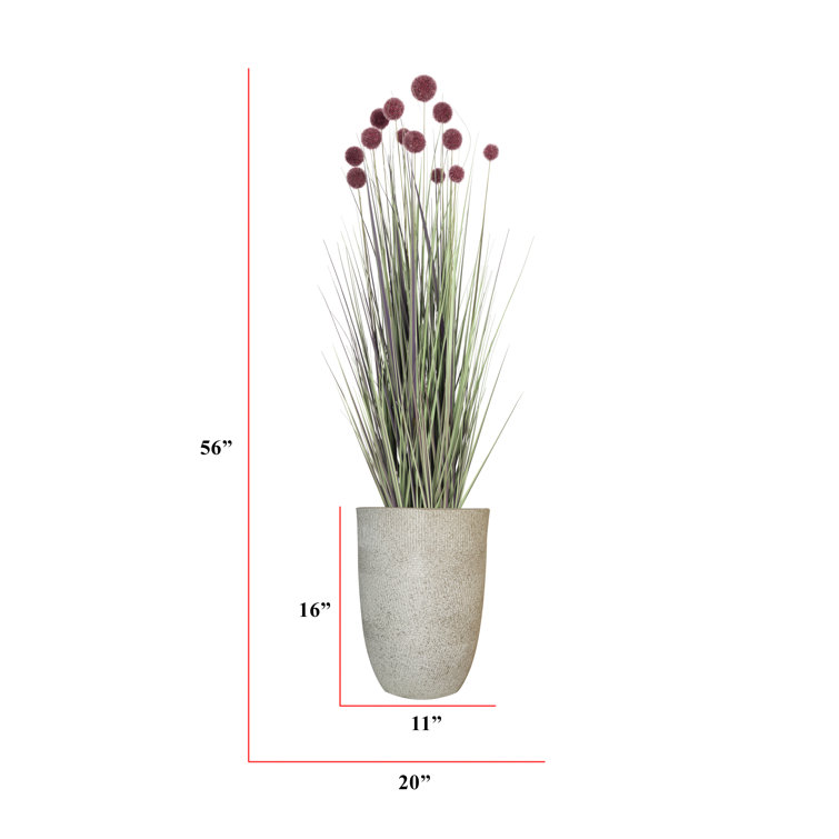 56'' Green and Pink Faux Pampas Grass Plant in Black Planter