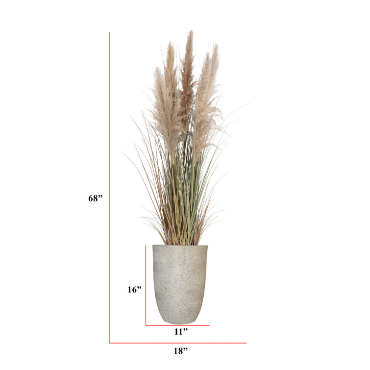 68'' Tall Faux Pampas Grass Arrangement in Black Planter