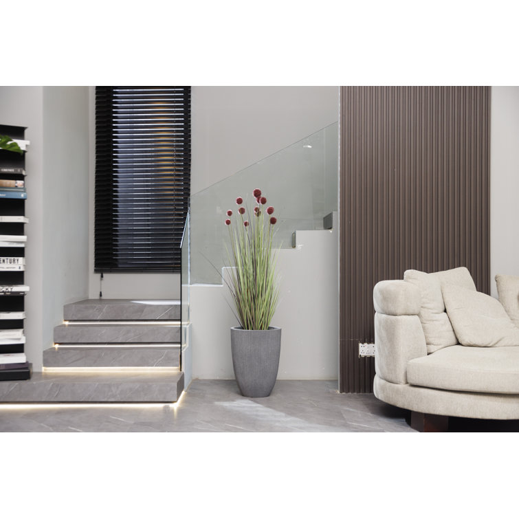 56'' Green and Pink Faux Pampas Grass Plant in Black Planter
