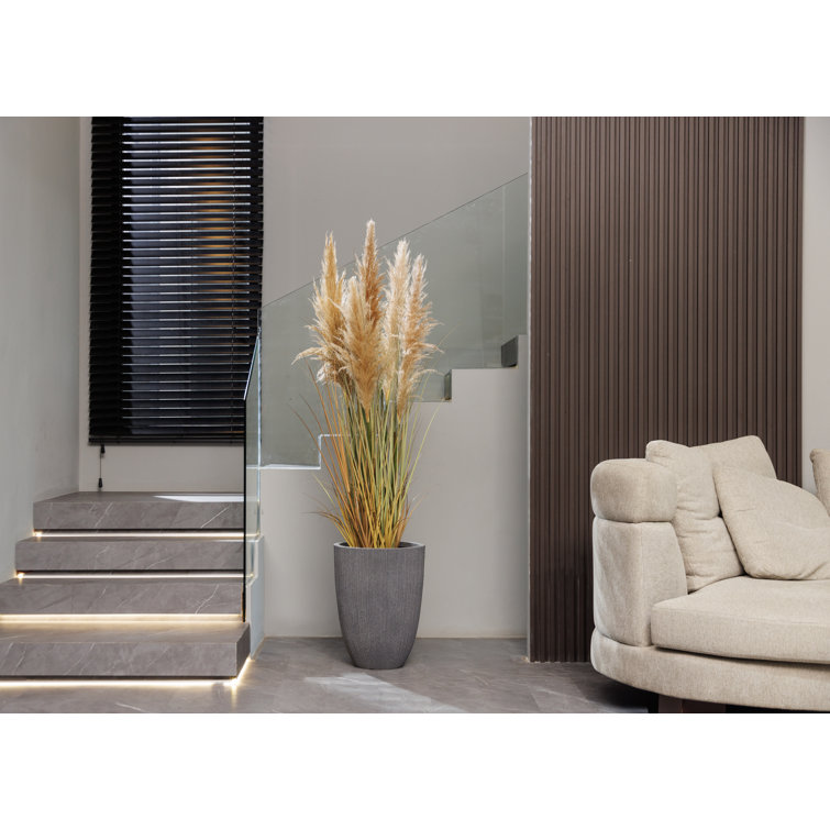 68'' Tall Faux Pampas Grass Arrangement in Black Planter