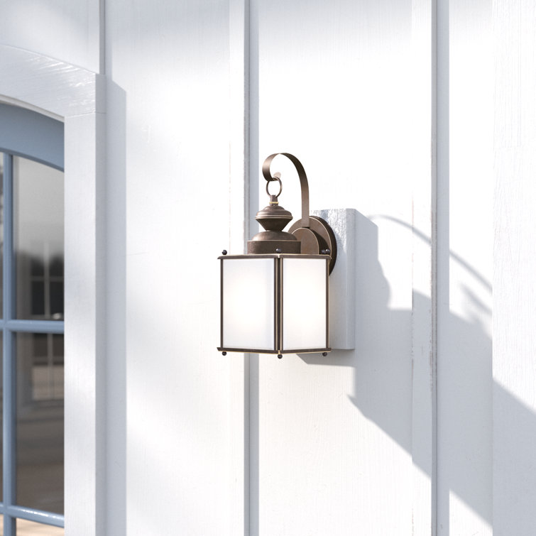 Antique Bronze Dimmable Outdoor Wall Lantern with Frosted Glass Shade