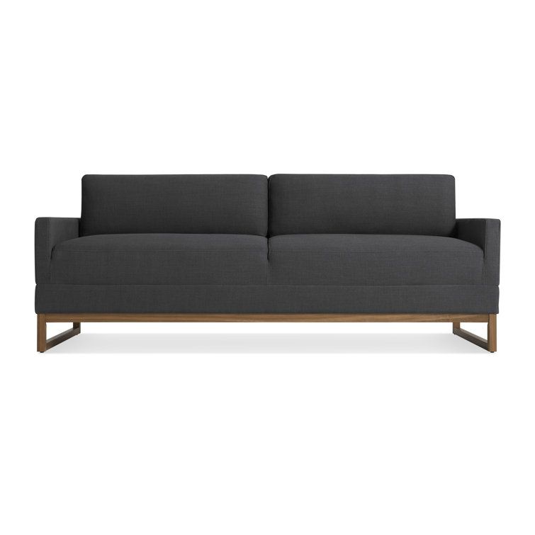 Afton Grey Queen Sleeper Sofa with Walnut Wood Base