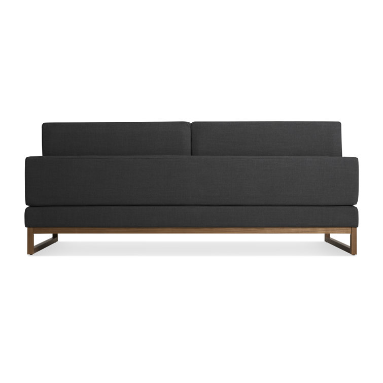 Afton Grey Queen Sleeper Sofa with Walnut Wood Base