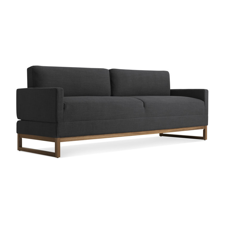 Afton Grey Queen Sleeper Sofa with Walnut Wood Base