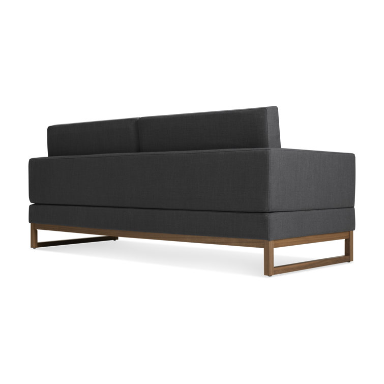 Afton Grey Queen Sleeper Sofa with Walnut Wood Base