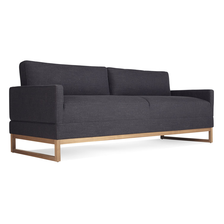 Afton Grey Queen Sleeper Sofa with Walnut Wood Base