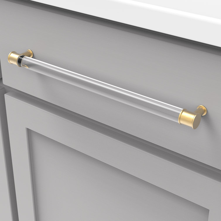 Brushed Golden Brass and Clear Acrylic Modern Bar Handle