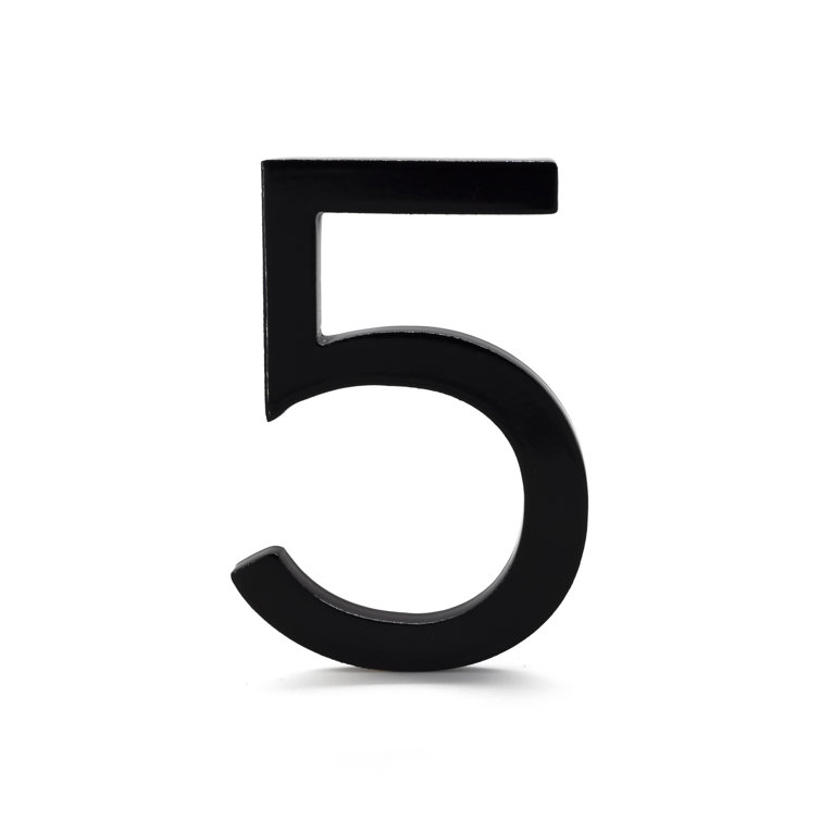 8-inch Black Aluminum Floating House Number 5
