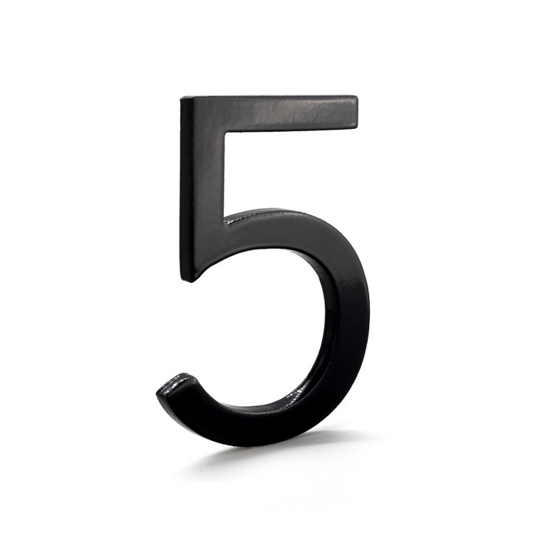 8-inch Black Aluminum Floating House Number 5