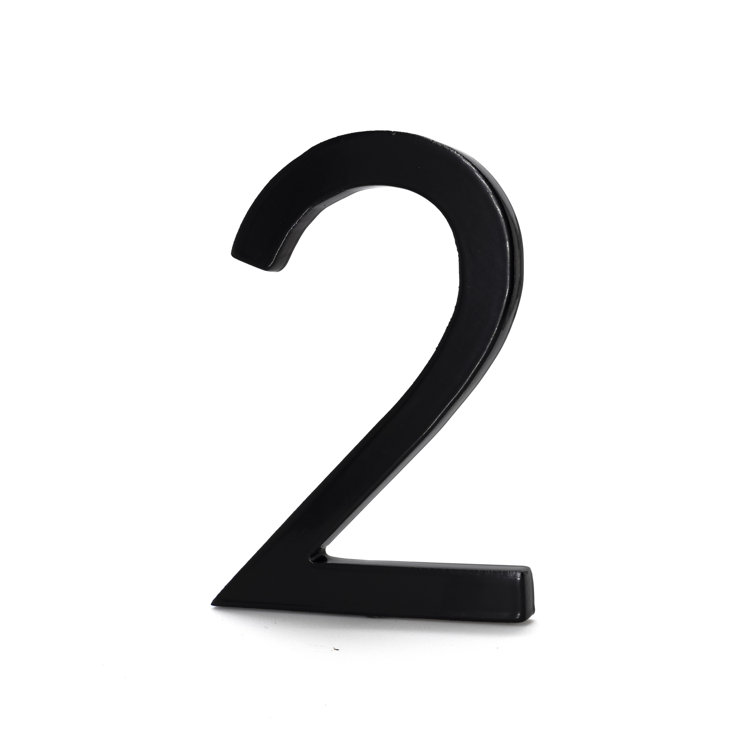 8-inch Black Aluminum Floating Modern House Number 2