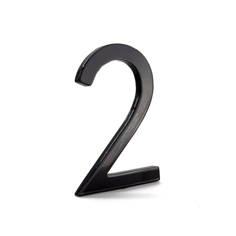 8-inch Black Aluminum Floating Modern House Number 2