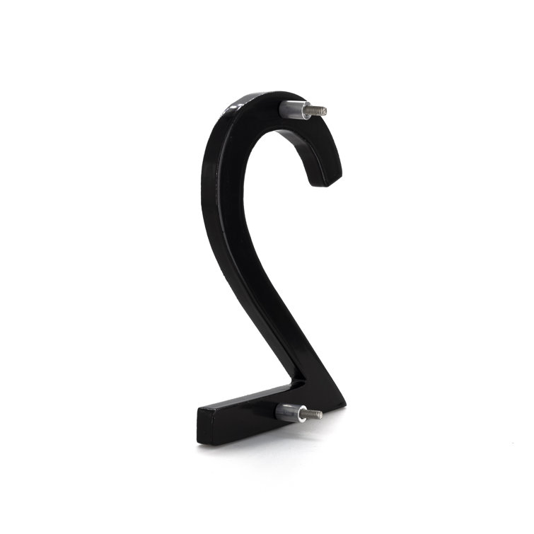 8-inch Black Aluminum Floating Modern House Number 2