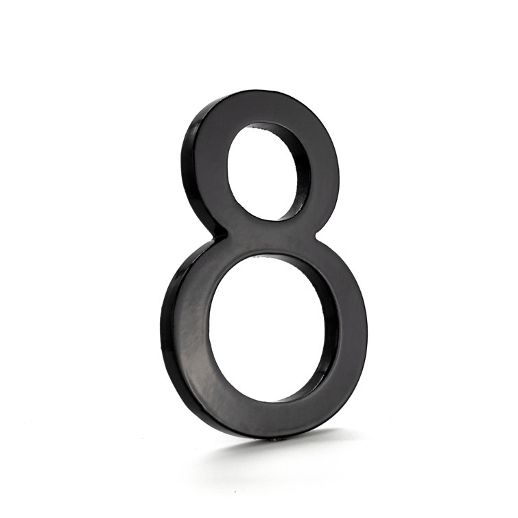 Black Aluminum Floating House Number 8, 8" Height