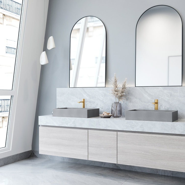 Concreto Stone 24" Gray Rectangular Vessel Bathroom Sink