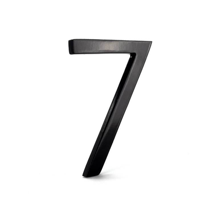Black Aluminum Floating Modern House Number 7, 8 inches