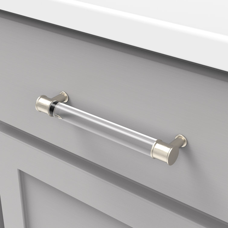 7-inch Clear Acrylic and Satin Nickel Bar Cabinet Pull
