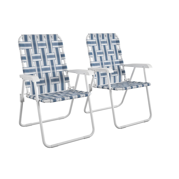 Priscilla French Blue and White Folding Outdoor Chair