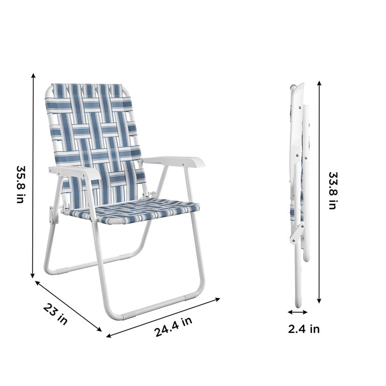 Priscilla French Blue and White Folding Outdoor Chair