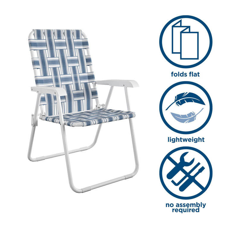 Priscilla French Blue and White Folding Outdoor Chair