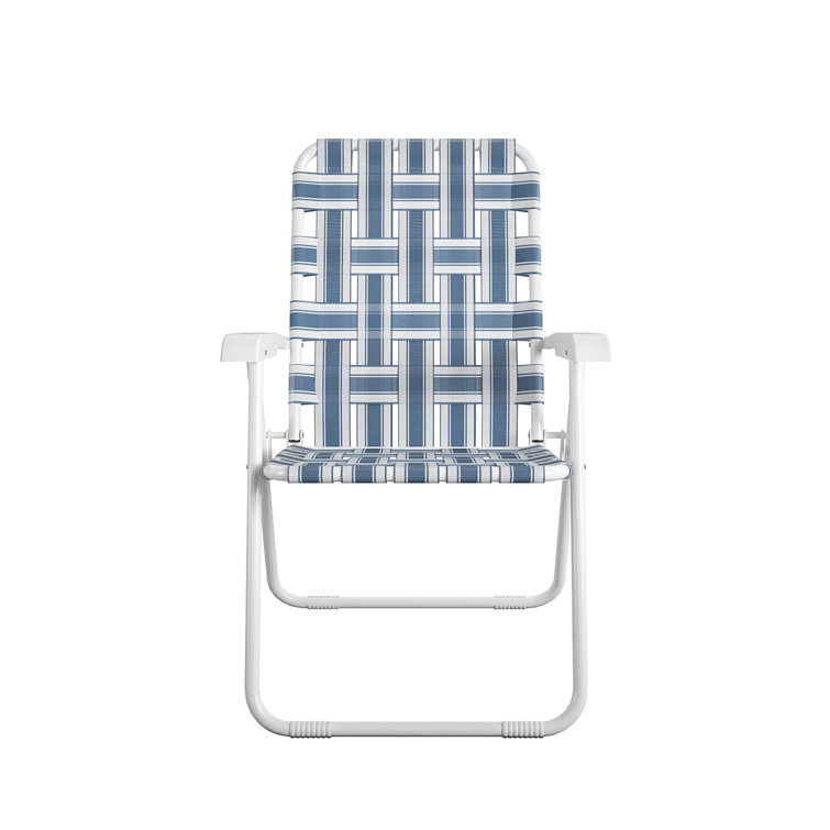Priscilla French Blue and White Folding Outdoor Chair