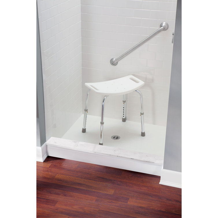 White Adjustable Plastic and Aluminum Tub and Shower Chair