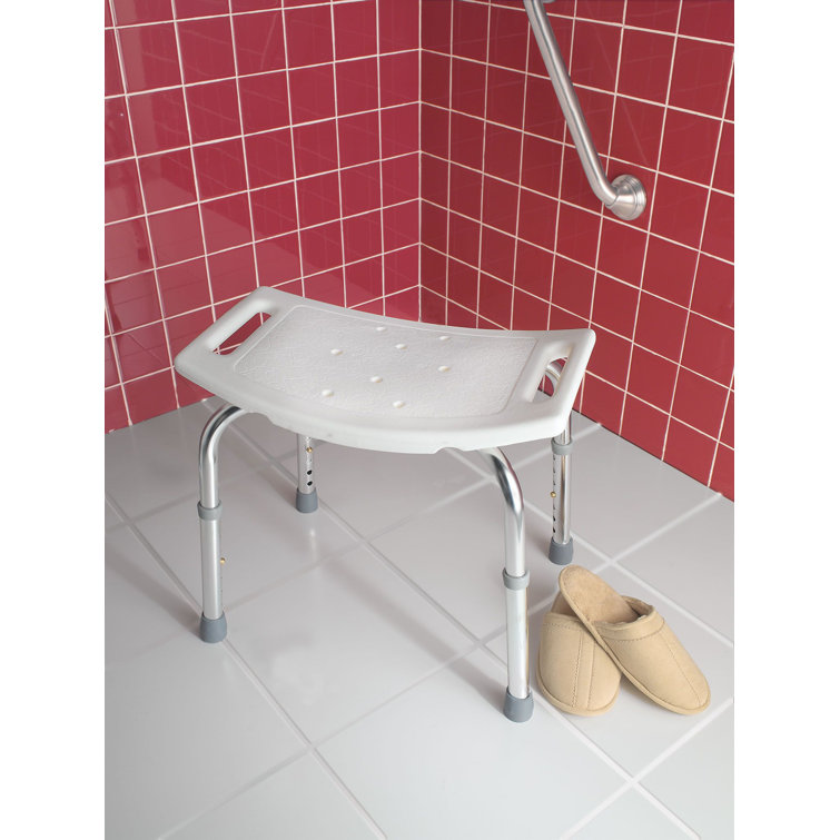 White Adjustable Plastic and Aluminum Tub and Shower Chair