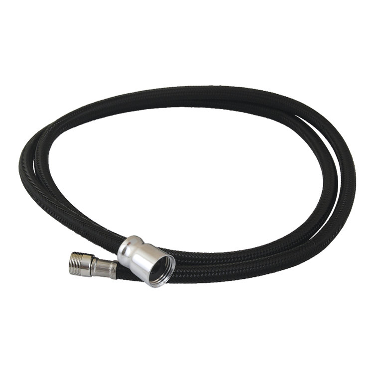 59-Inch Black Nylon Kitchen Spray Hose with Polished Chrome Fittings