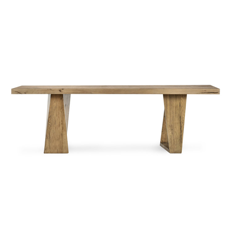 Natural Oak 94" Console Table with Geometric Base