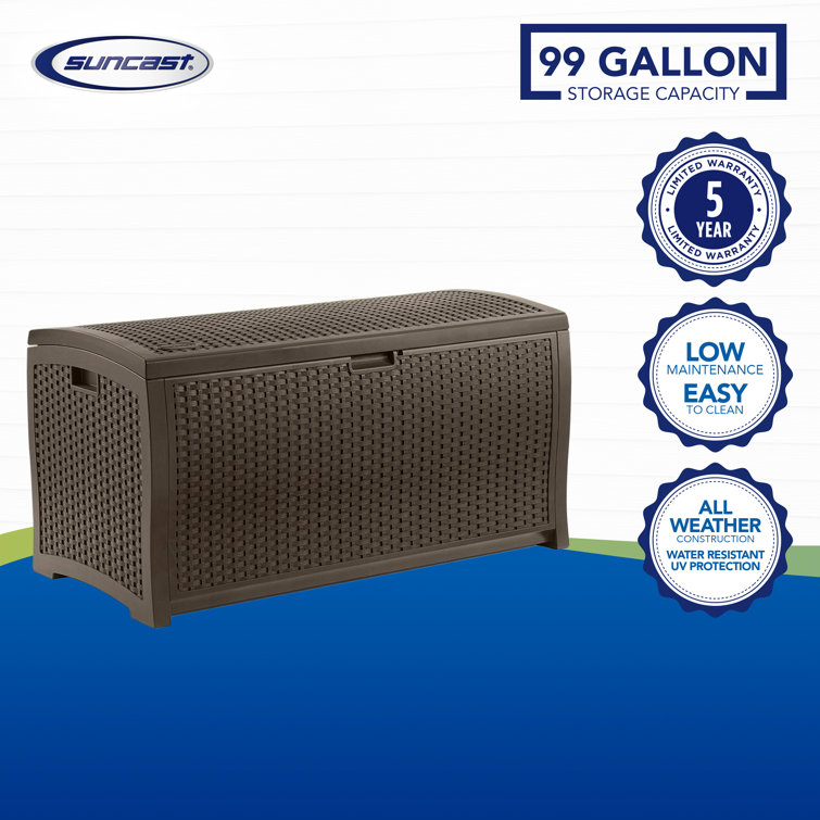 Mocha Brown Wicker Resin 99-Gallon Lockable Deck Box