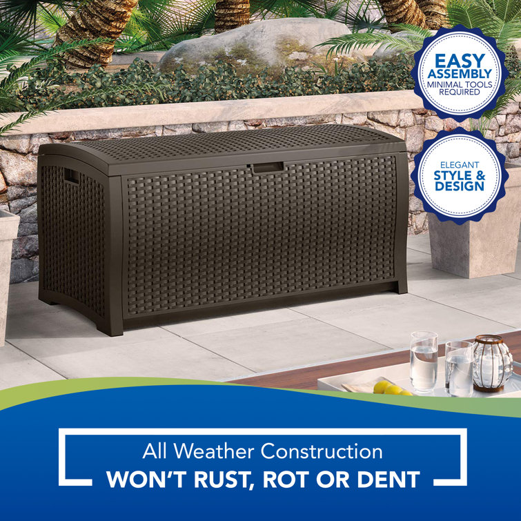 Mocha Brown Wicker Resin 99-Gallon Lockable Deck Box