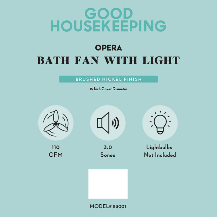 Brushed Nickel Round Decorative Bathroom Exhaust Fan with Light