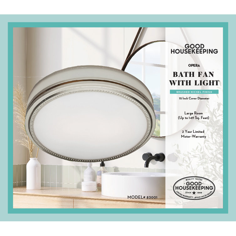 Brushed Nickel Round Decorative Bathroom Exhaust Fan with Light