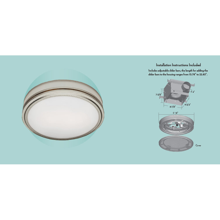 Brushed Nickel Round Decorative Bathroom Exhaust Fan with Light