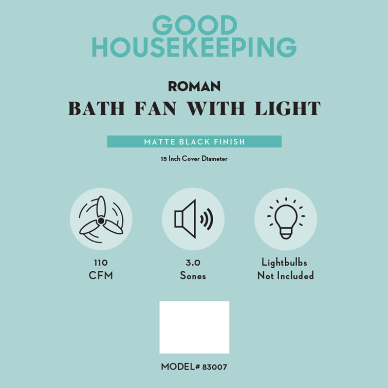 Matte Black Decorative Bathroom Exhaust Fan with Light and Night-Light