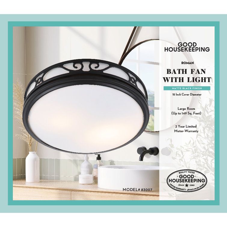 Matte Black Decorative Bathroom Exhaust Fan with Light and Night-Light