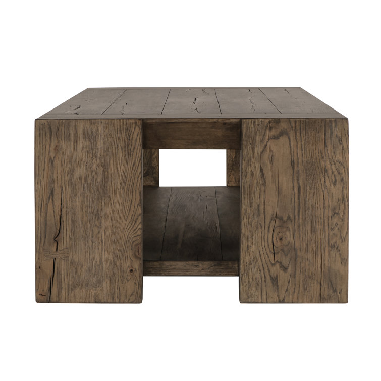 Troy 60" Brown Oak Wood Rectangular Coffee Table