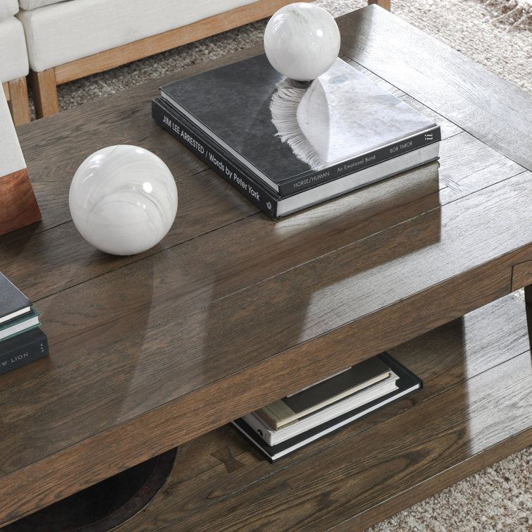 Troy 60" Brown Oak Wood Rectangular Coffee Table