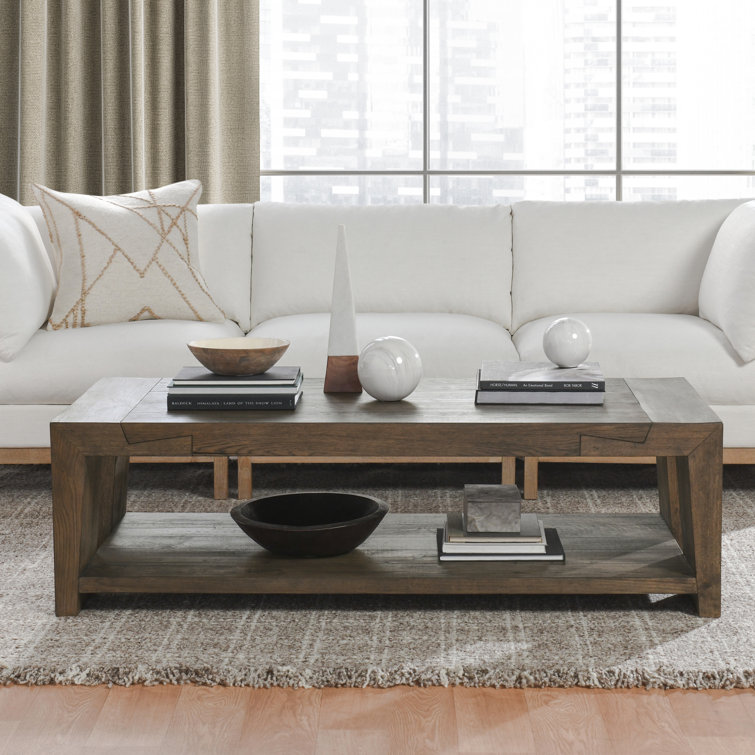 Troy 60" Brown Oak Wood Rectangular Coffee Table