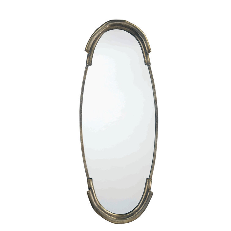 Antique Silver Oval Metal Wall Mirror