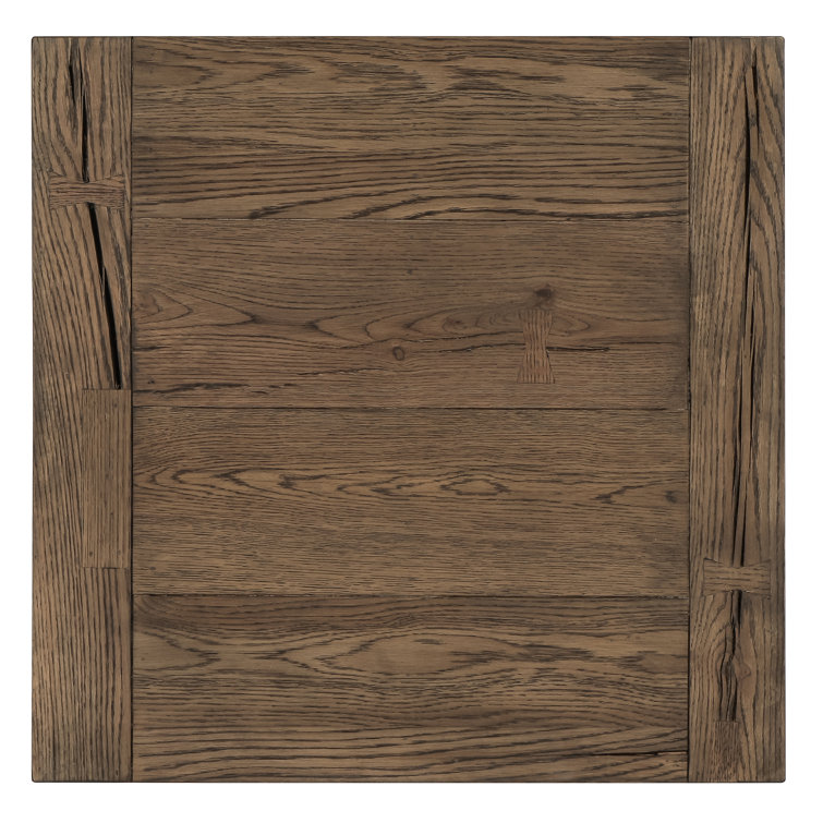 Antique Brown Oak Wood Rectangular End Table with Shelf